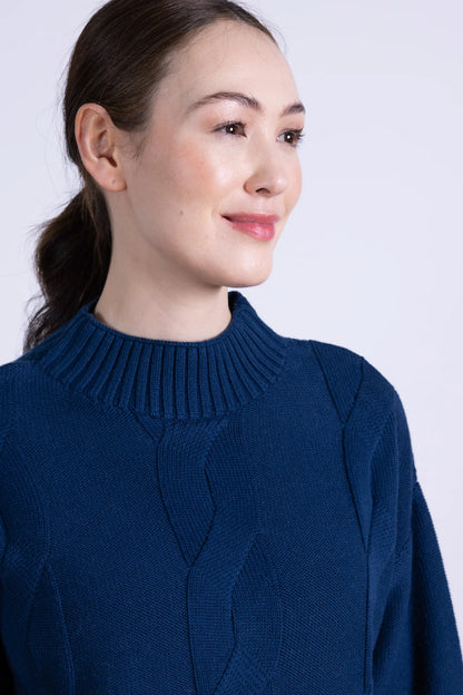 nomads Strickpulli Zopfmuster, dunkelblau