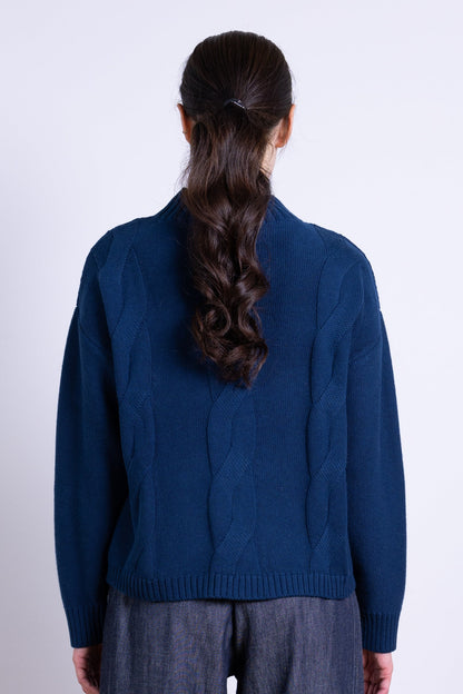 nomads Strickpulli Zopfmuster, dunkelblau