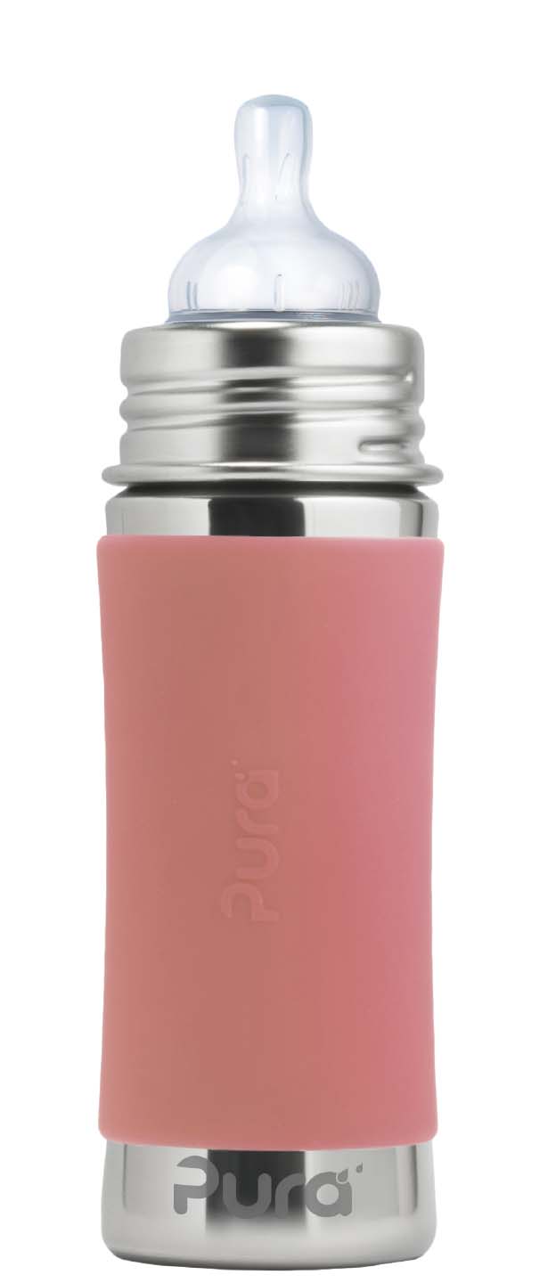 Pura kiki Edelstahl Trinkflasche mit Sauger 300 ml, Rosé