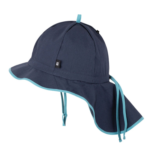 PurePure Sonnenhut mit Krempe, Nackenschutz und UV-Schutz, Indigo