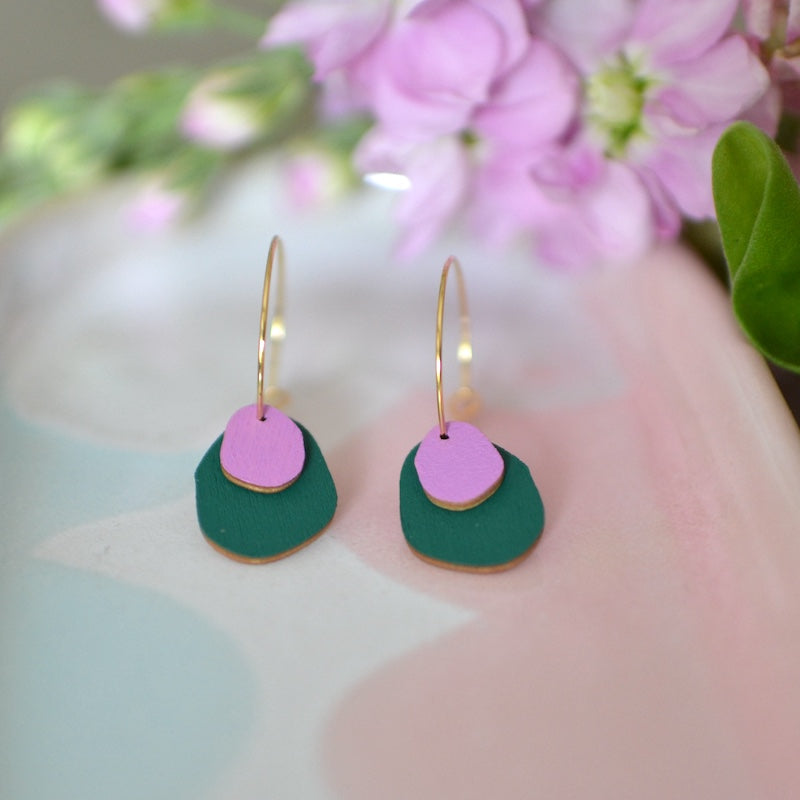 Rasmussons Creolen, Petrol/Fuchsia