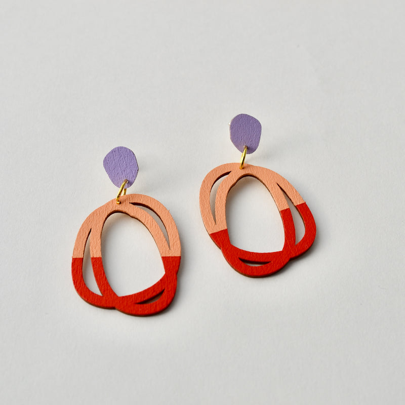 Rasmussons Ohrstecker United, lilac/peach/red