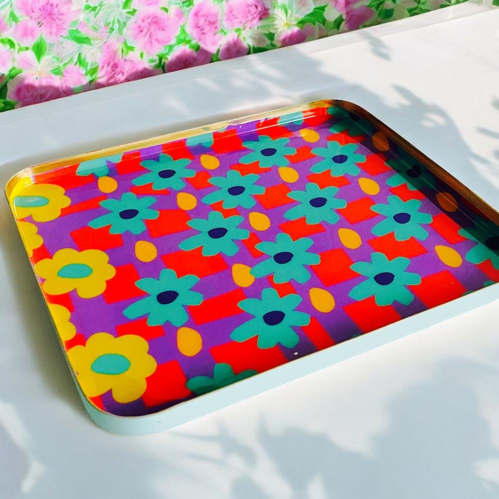 NOI Hamburg Tablett Square L, Turq/Yellow