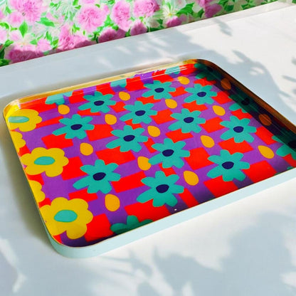 NOI Hamburg Tablett Square L, Turq/Yellow