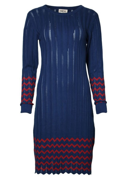 Circus Strick-Kleid Weavy, Navy/Garnet