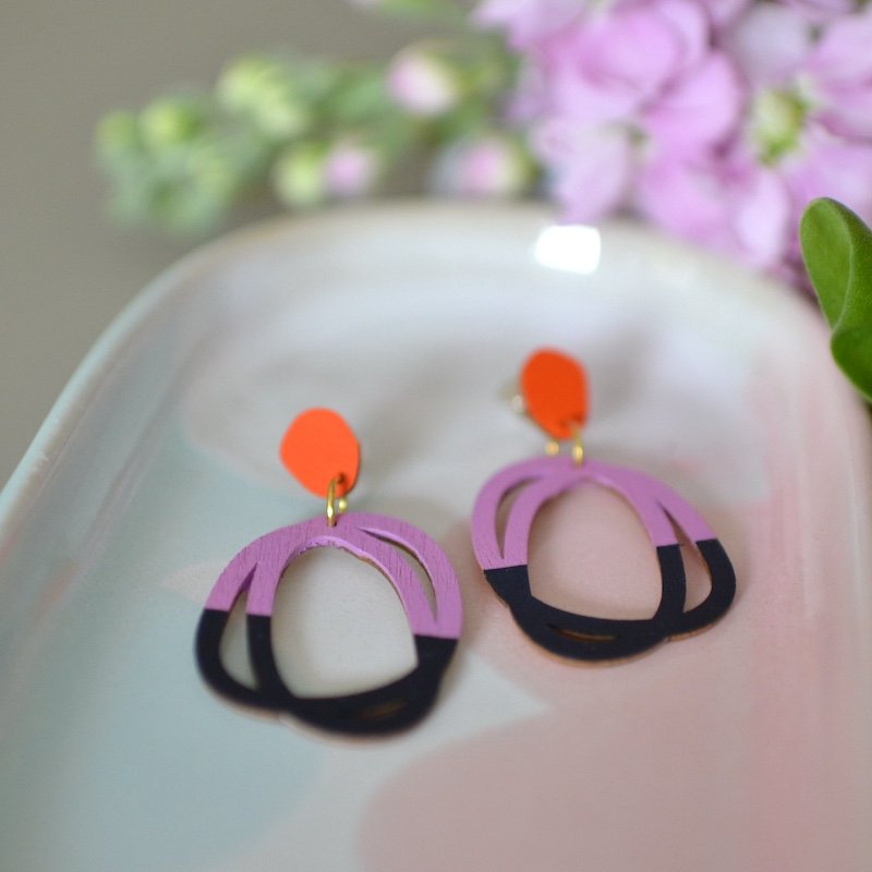 Rasmussons Ohrstecker United, orange/fuchsia/marine