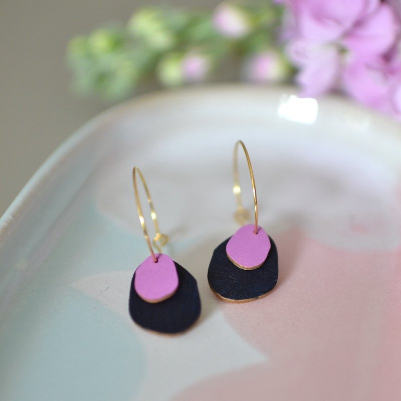 Rasmussons Creolen, Marine/Fuchsia