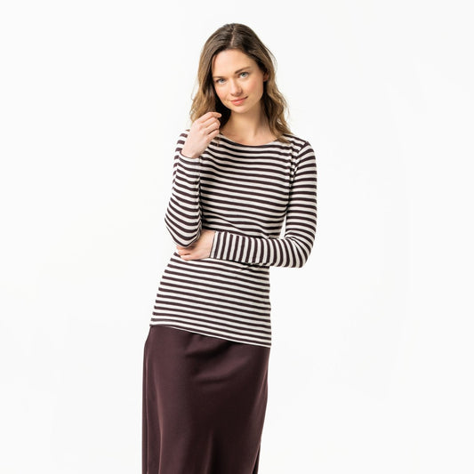 Living Crafts Langarmshirt Sinia, Zinfandel/Cream