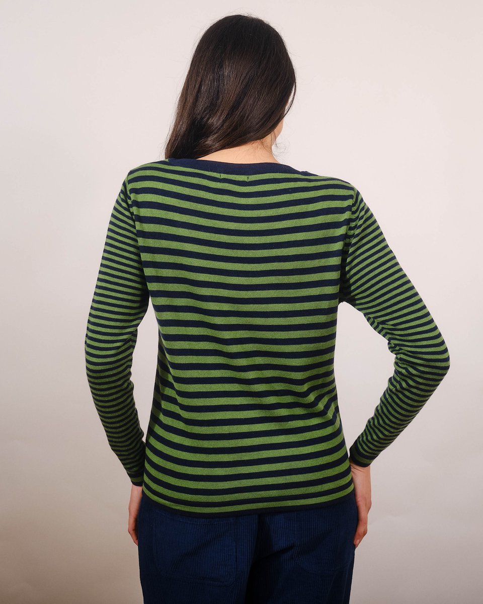 Pretty Vacant Strickpulli Ringel, Green/Navy / 8