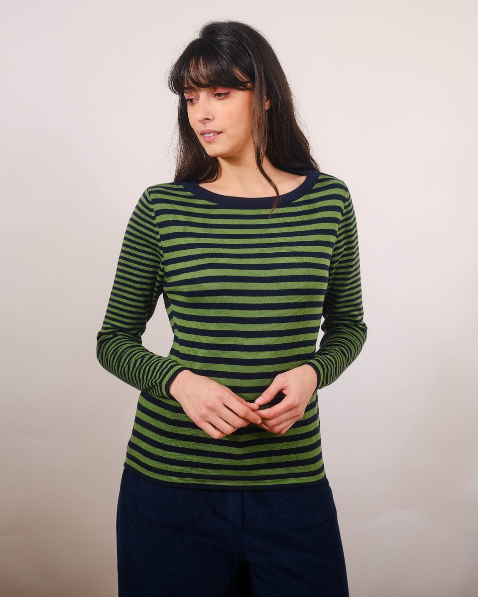 Pretty Vacant Strickpulli Ringel, Green/Navy / 8
