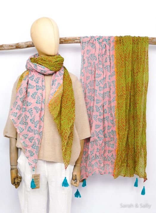 Sarah&Sally Schal Rosa Blättermix (735)