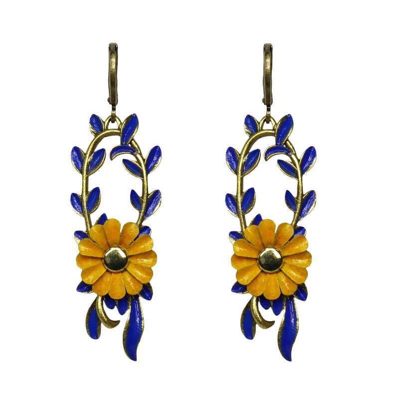 Urban Hippies Ohrringe Prosper, Cobalt/Yellow