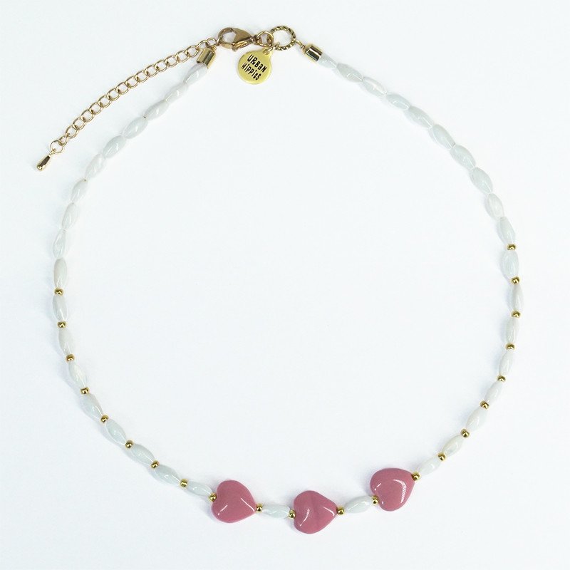 Urban Hippies Kette Choker, Pink Hearts