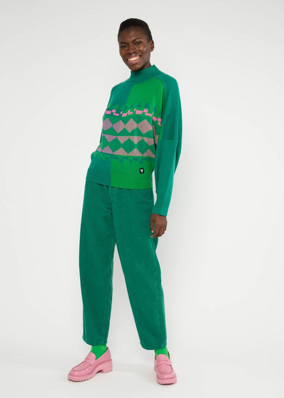 Blutsi Strickpulli Diamond Loom Egg, Green