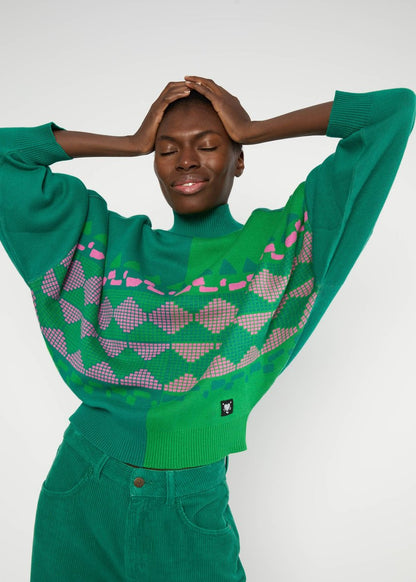 Blutsi Strickpulli Diamond Loom Egg, Green