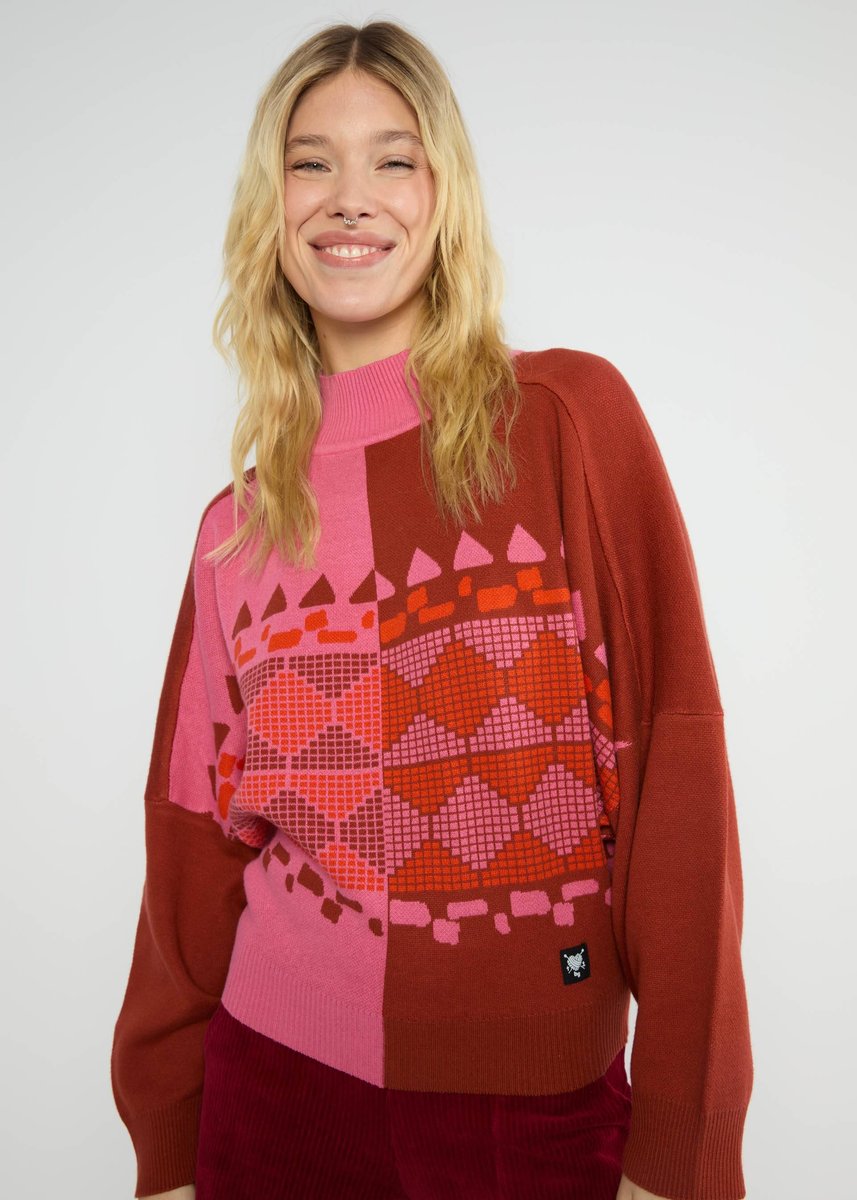 Blutsgeschwister Strickpulli Diamond Loom Egg, Pink