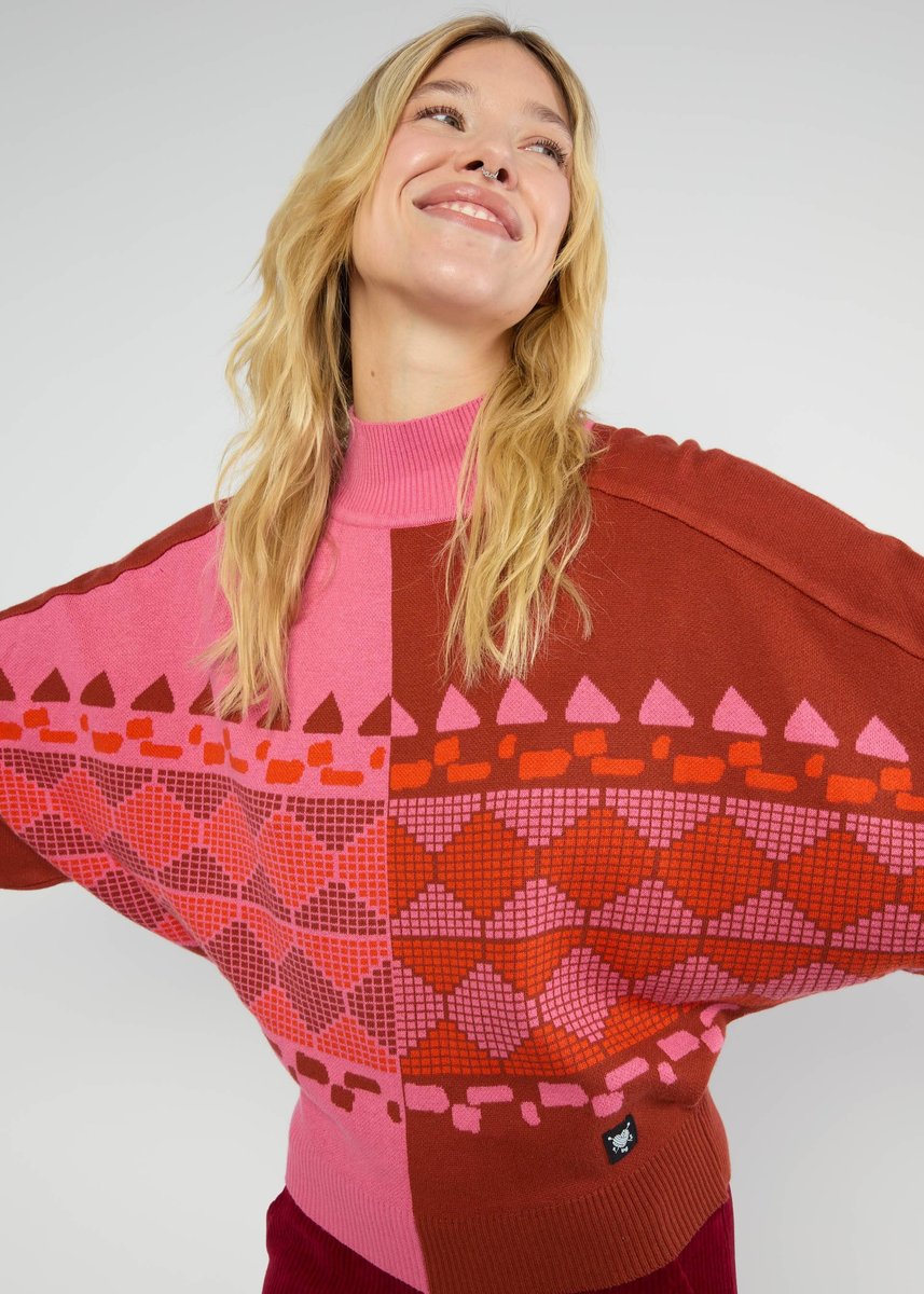 Blutsi Strickpulli Diamond Loom Egg, Pink