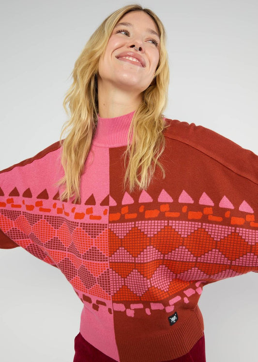 Blutsi Strickpulli Diamond Loom Egg, Pink