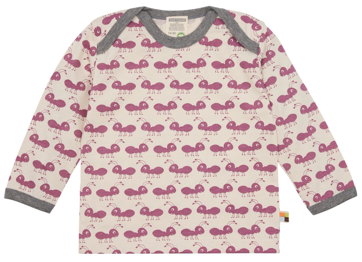 Loud+Proud Langarmshirt Ameisen, Grape