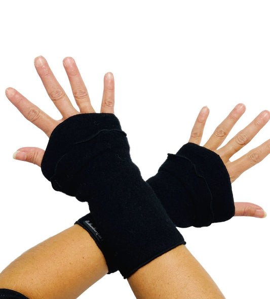 AnRa Armstulpen 2-fach, Wollfleece, Schwarz