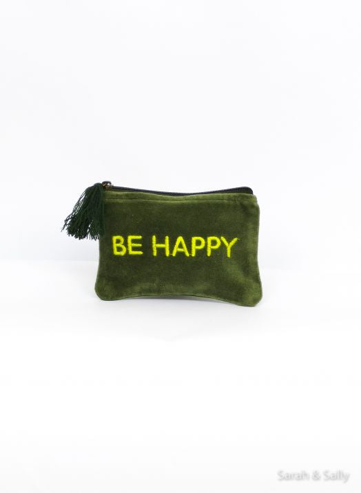 Sarah&Sally Samttäschchen klein, Be Happy, Neon-Gelb