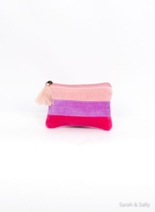 Sarah&Sally Samttäschchen Streifen klein, Pink