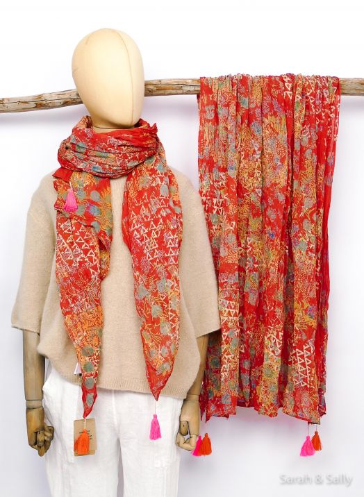 Sarah&Sally Schal (779), Vintage Rot/Punkte