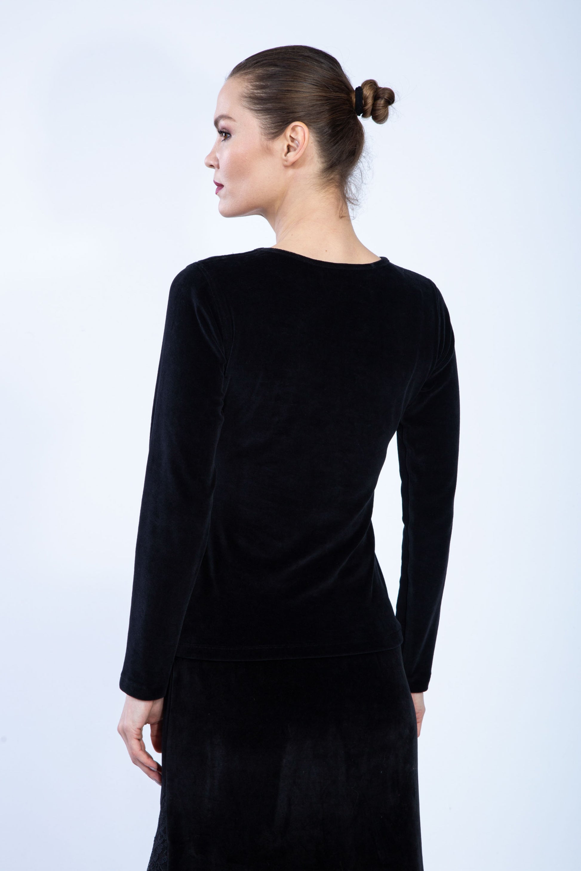 Chapati Samt-Pullover Panga, Black