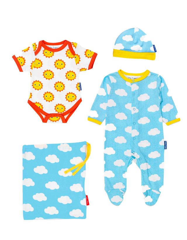 Baby-Geschenkset mit Wolken und Sonnen 