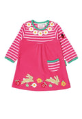 Pinkes Toby Tiger Langarmkleid mit Hasen-Applikationen