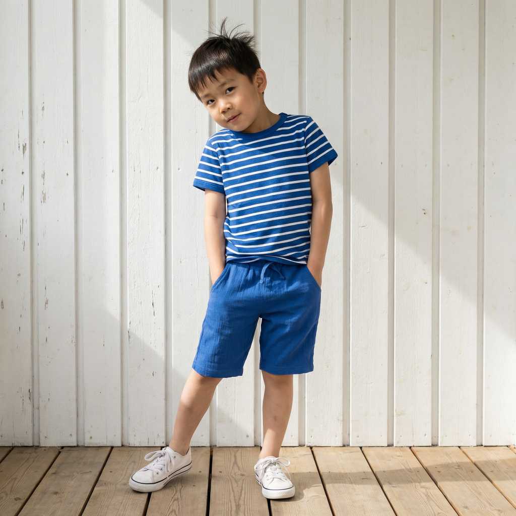 Maxomorra T-Shirt blau gestreift