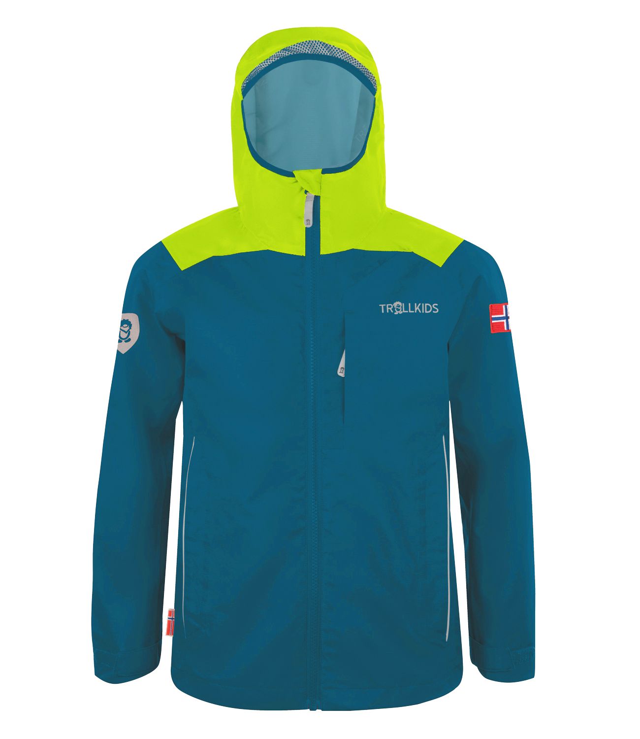 Trollkids Regenjacke Bergen, petrol/lime