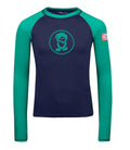 Trollkids Kvalvika Bade-Shirt langarm mit UV-Schutz, pepper green/navy