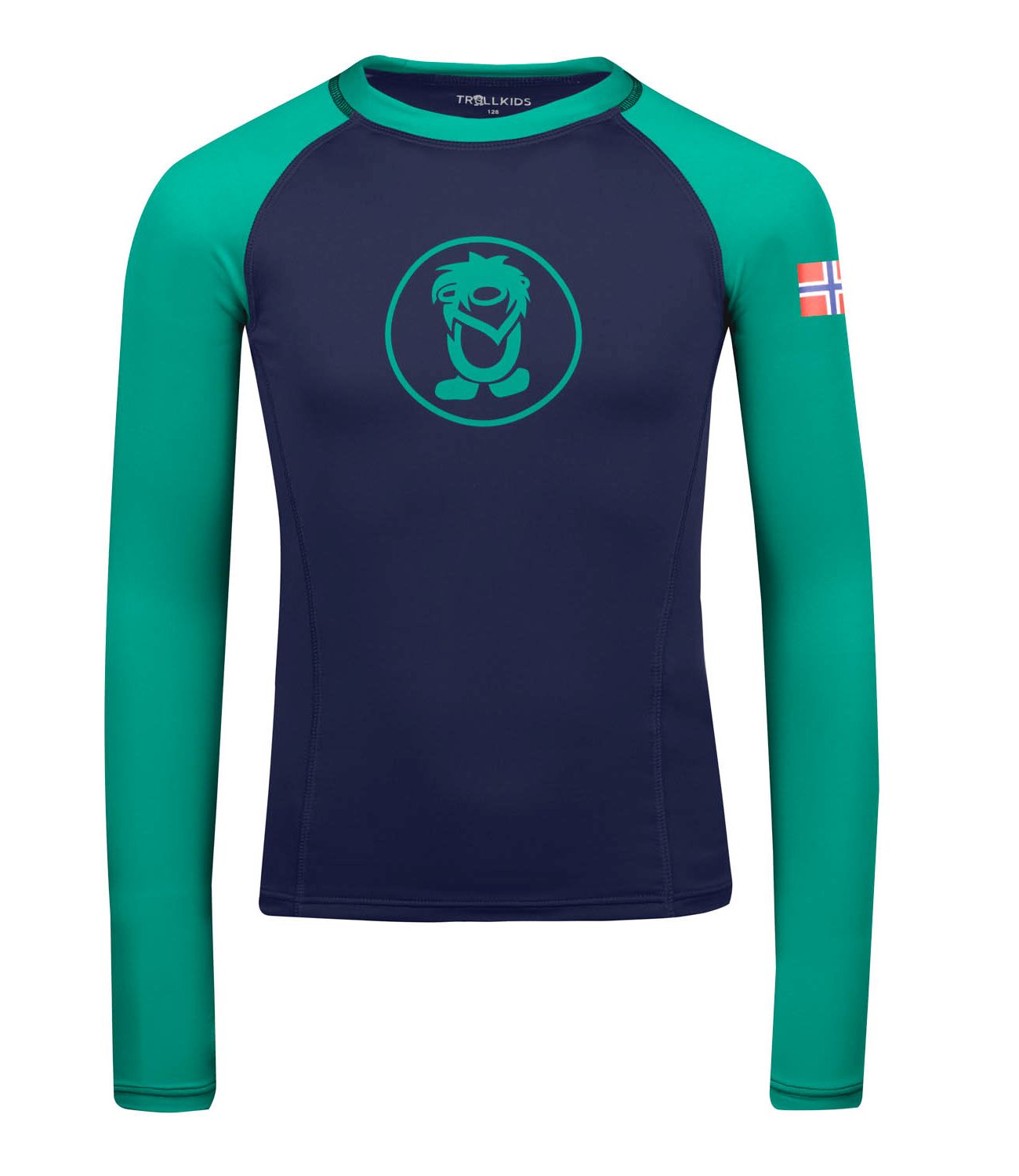 Trollkids Kvalvika Bade-Shirt langarm mit UV-Schutz, pepper green/navy