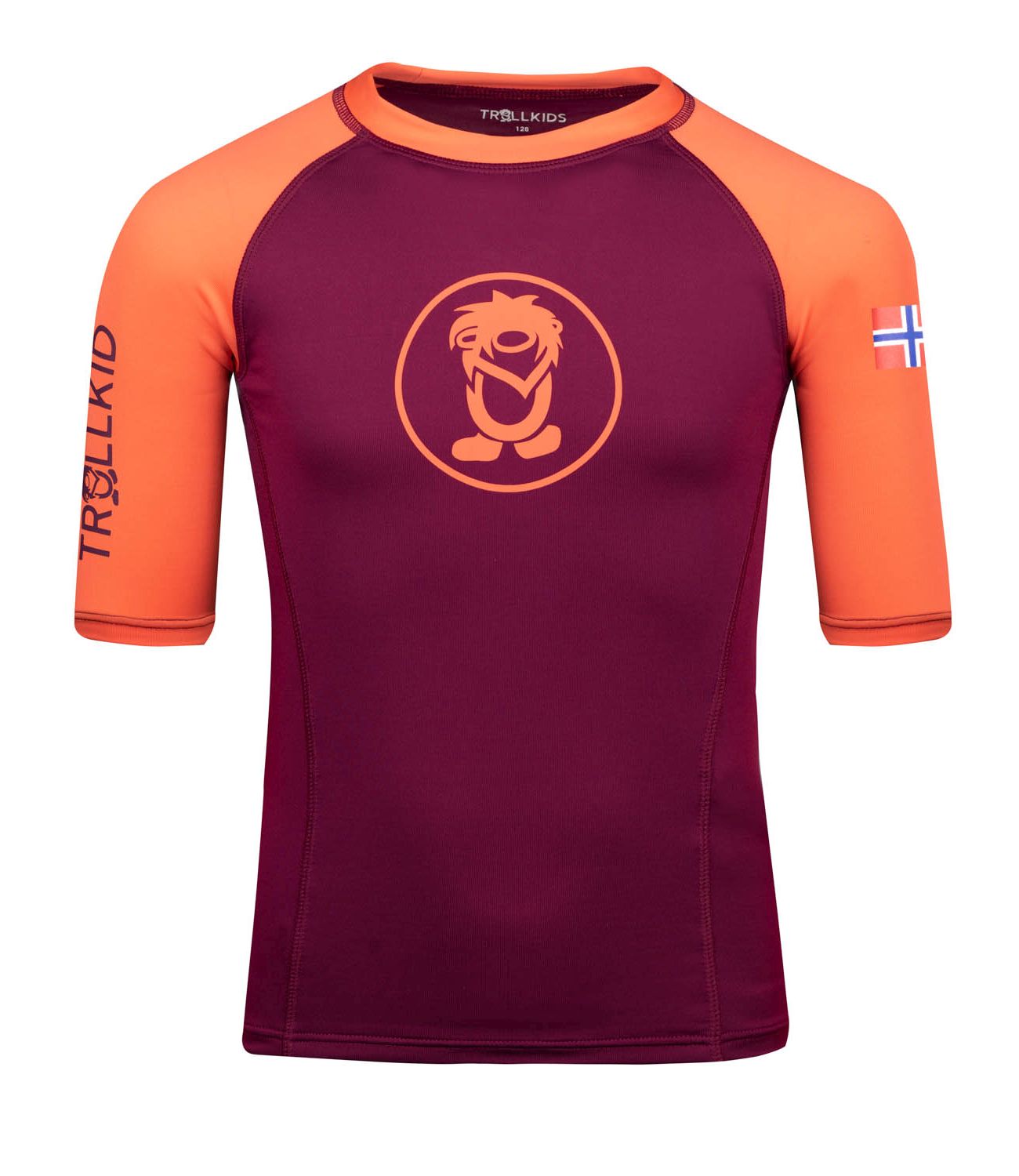 Trollkids Kvalvika T Bade-Shirt kurzarm mit UV-Schutz, mulberry/peach