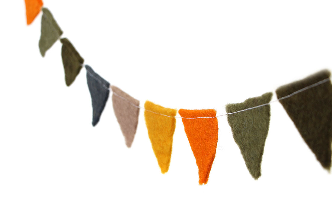 Wimpelgirlande Wollfilz, Herbstfarben