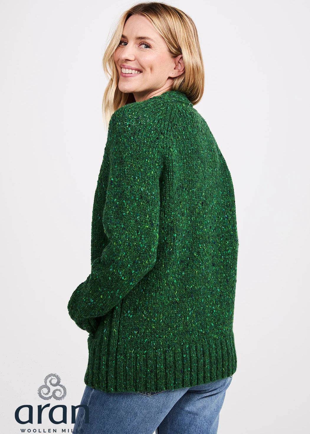 Wolljacke Donegal Tweed, Grasgrün