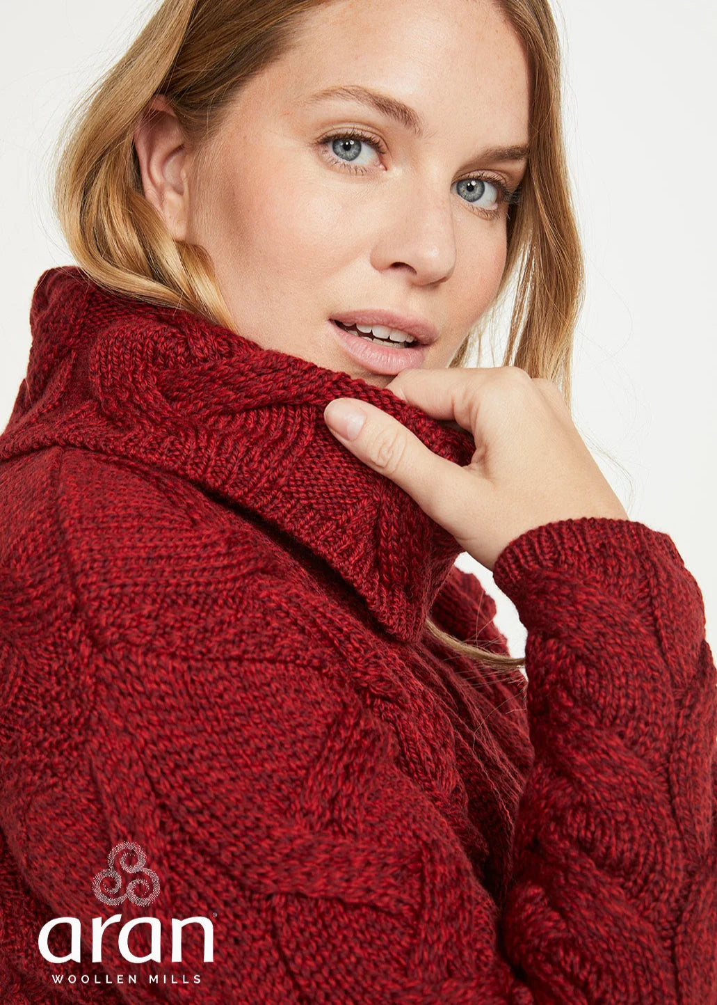 Rollkragenpulli Merino superweich, Rotmeliert