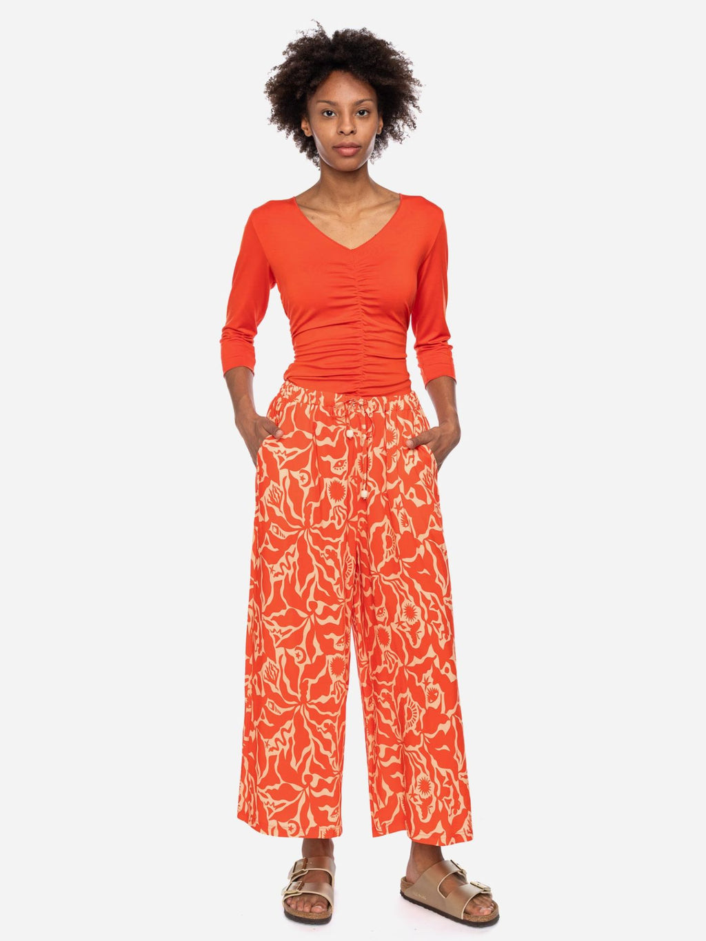 Ato Berlin - Sommerhose Linnea, Orange/Beige