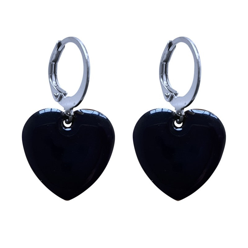 Urban Hippies Ohrringe Hearts, schwarz/silber