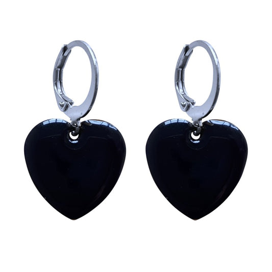 Urban Hippies Ohrringe Hearts, schwarz/silber