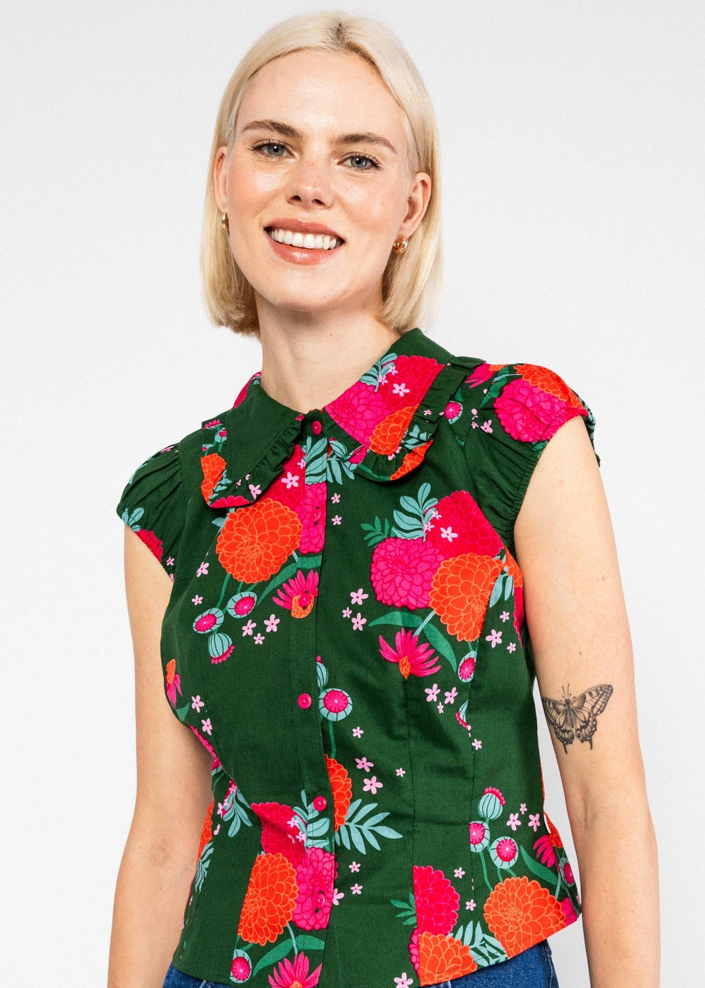 Blutsgeschwister Bluse Que sera sera, blooming soft flowers