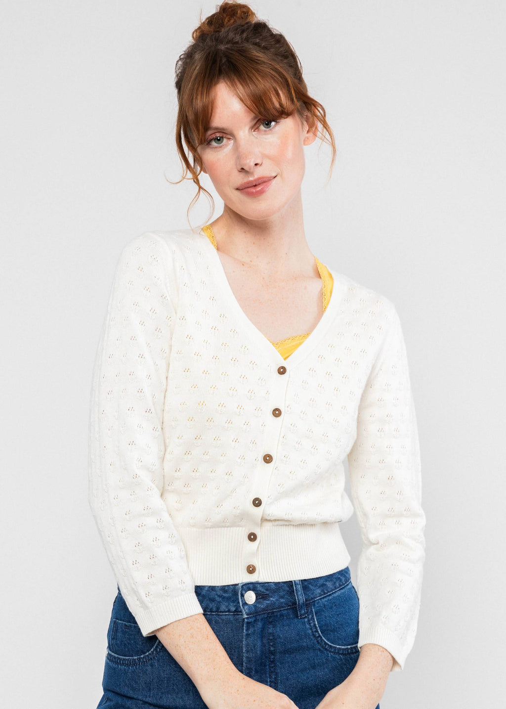 Blutsgeschwister Cardigan Sweet Petite, white grape knit