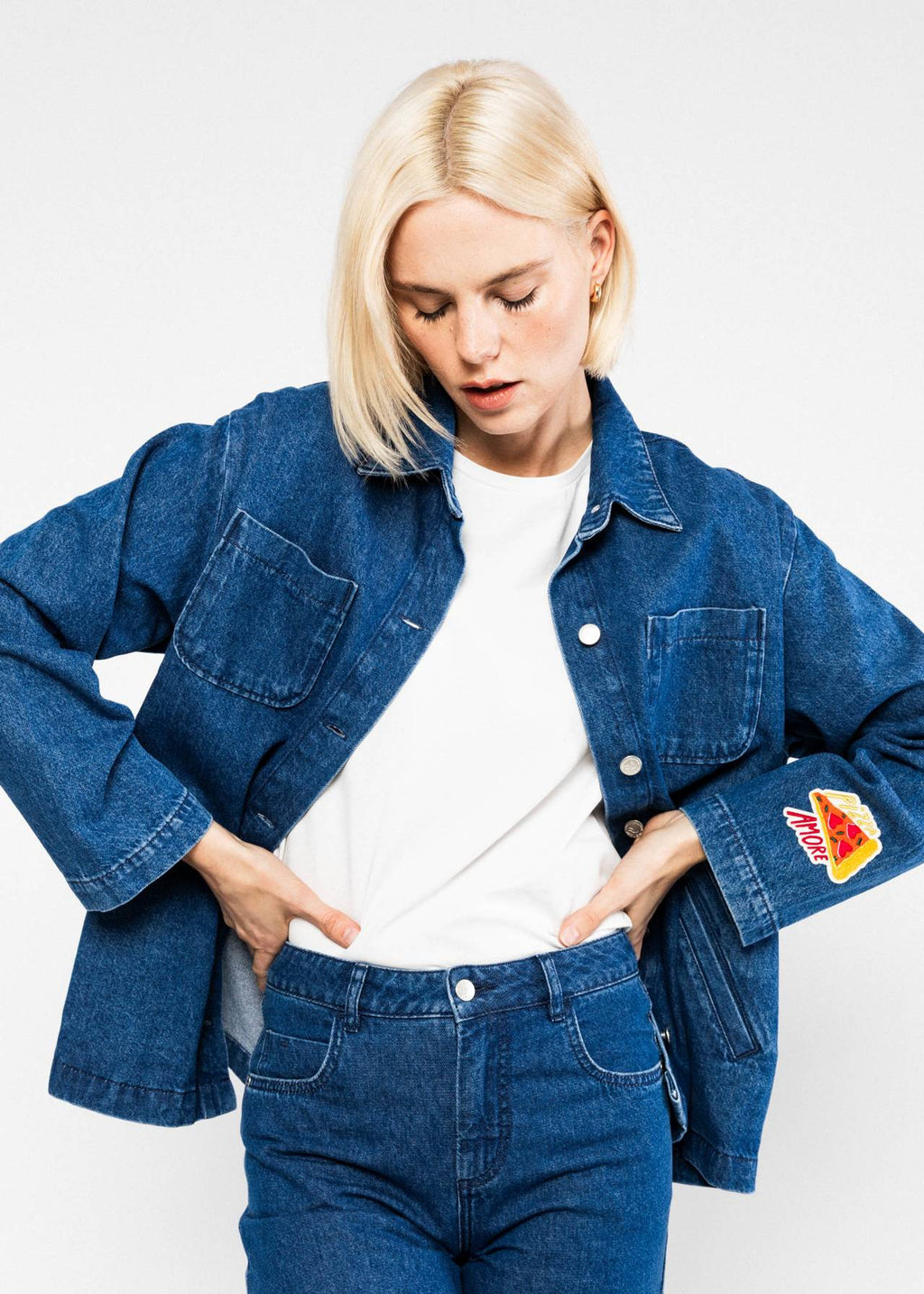 Blutsgeschwister Hemdjacke Love Shack, indigo embroidery