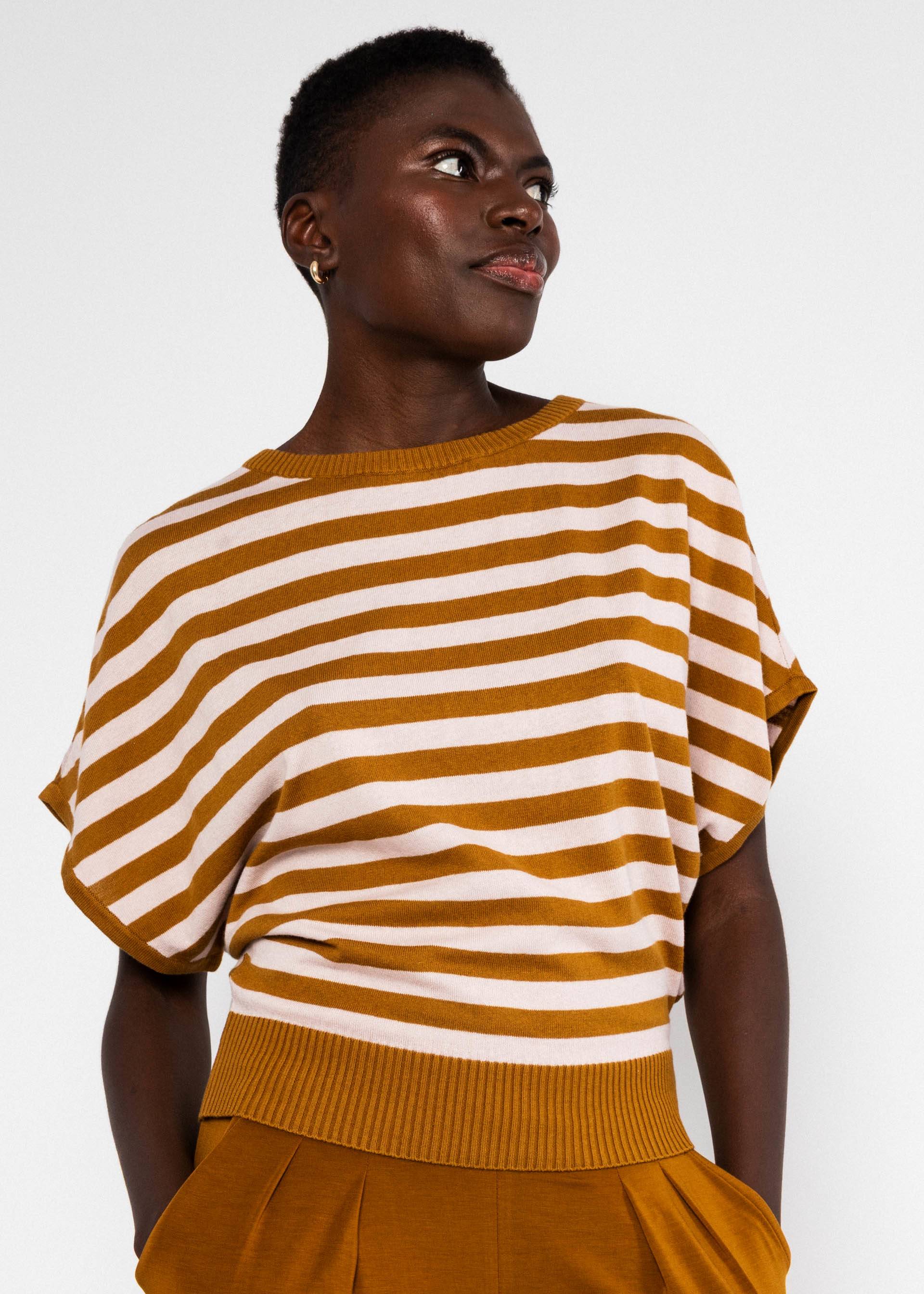 Blutsgeschwister Strickshirt Picnic Friend, chic knit stripe brown