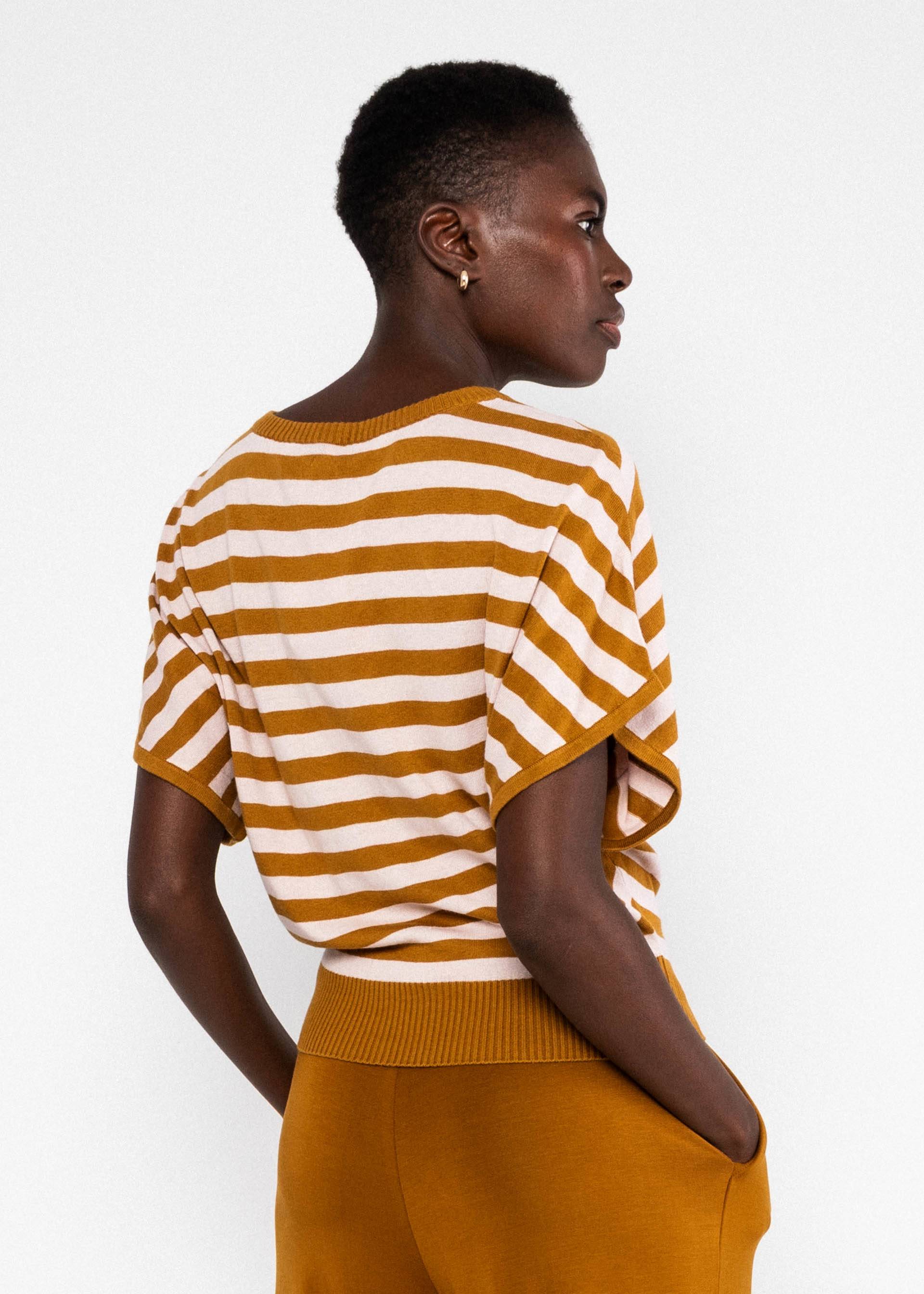 Blutsgeschwister Strickshirt Picnic Friend, chic knit stripe brown