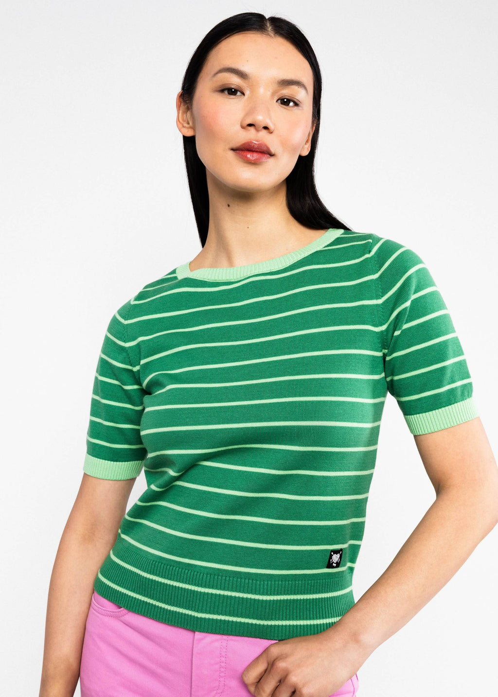 Blutsgeschwister Strickshirt Pretty Preppy, green picnic parade stripe