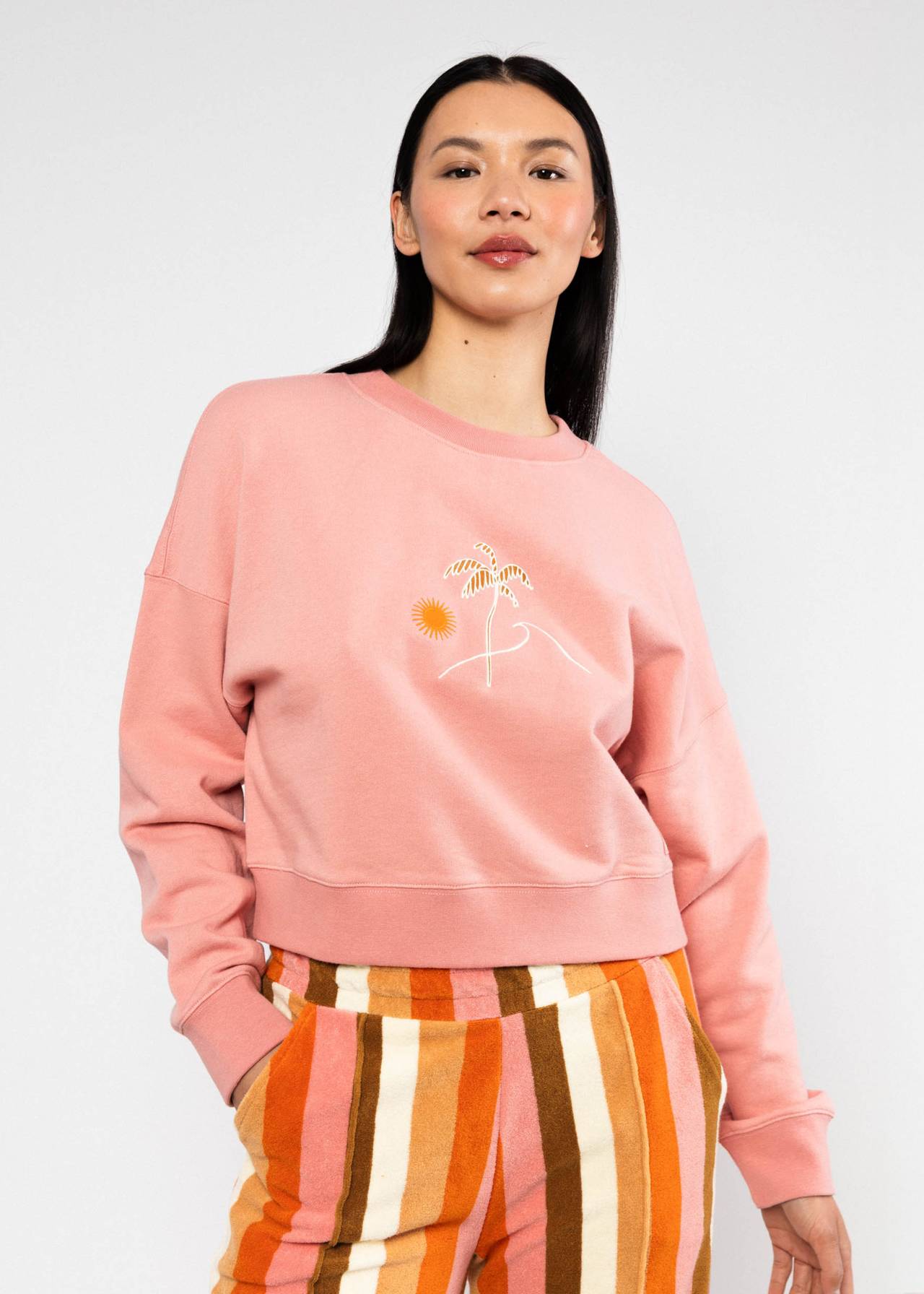 Blutsgeschwister  Pullover Crew Core, happy beach palms