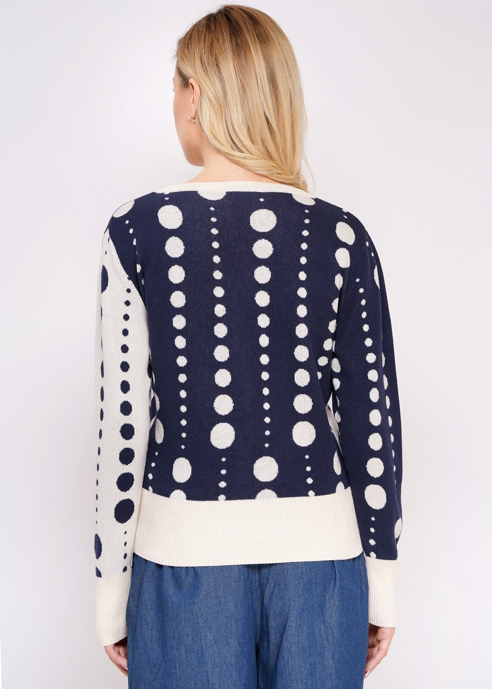 Circus Cardigan Dos in Ivory und Navy, Rückseite