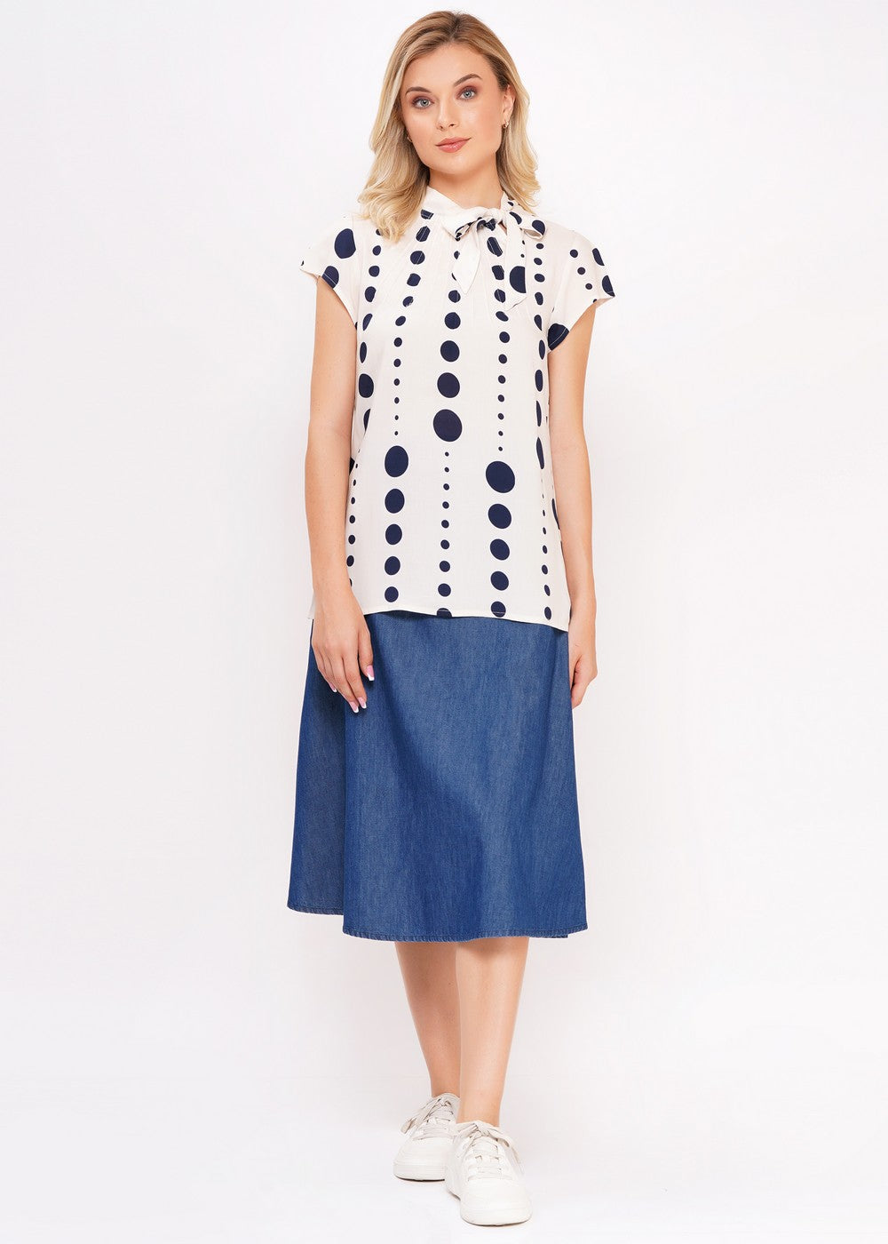 Circus Schleifenbluse Polka, Ivory